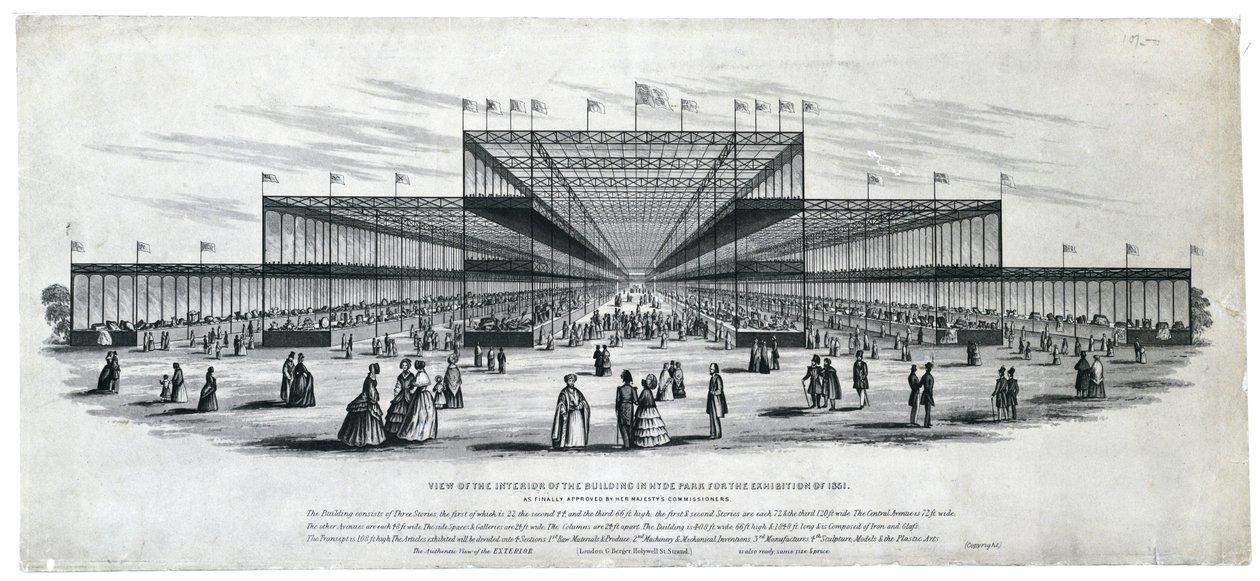 Vista del interior del edificio de Hyde Park para la Exposición de 1851. Aprobado definitivamente por los Comisarios de Su Majestad. de George Berger