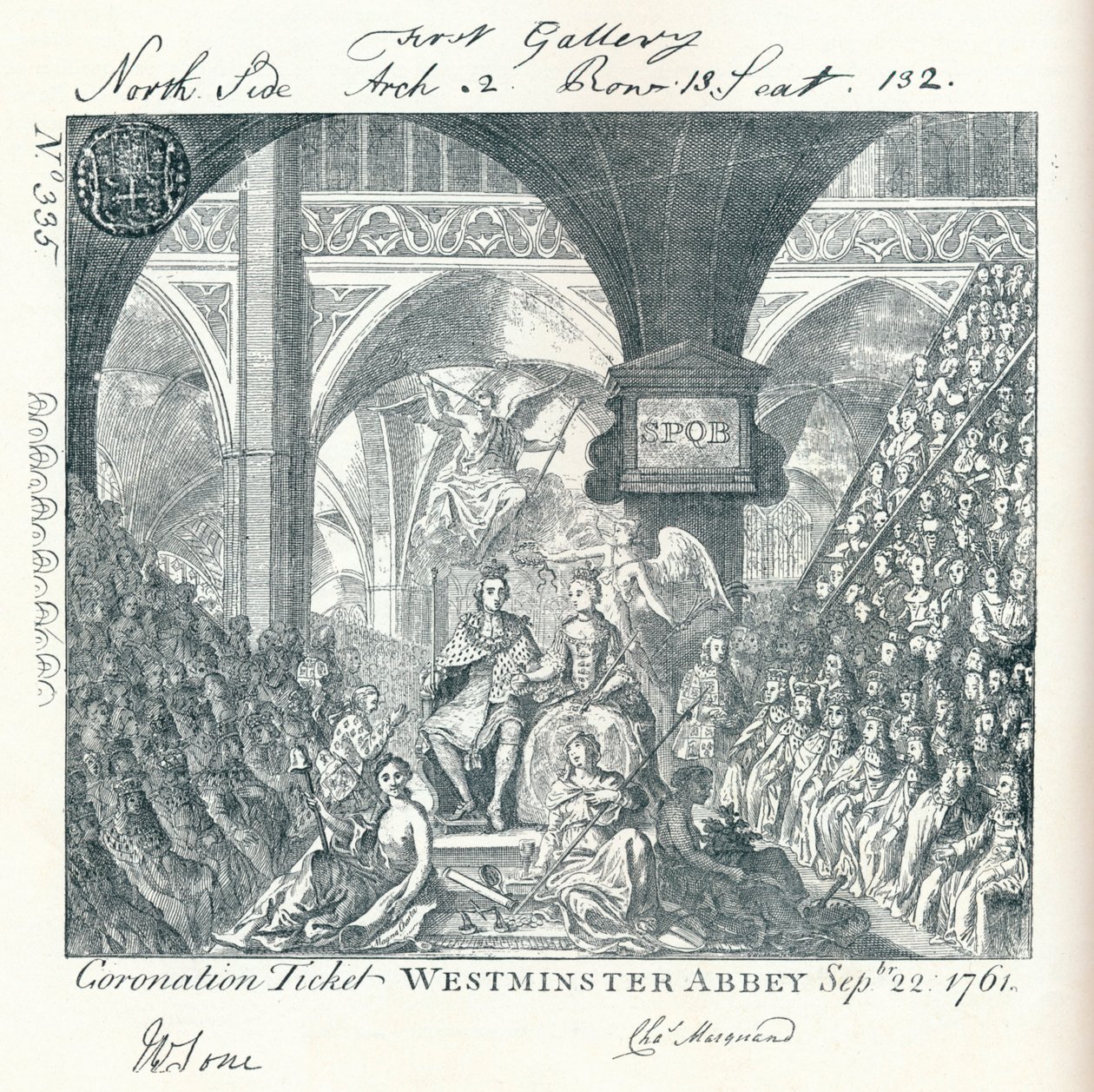 Entrada grabada para la ceremonia de Coronación de Jorge III en la Abadía de Westminster 1761 1906 de George Bickham