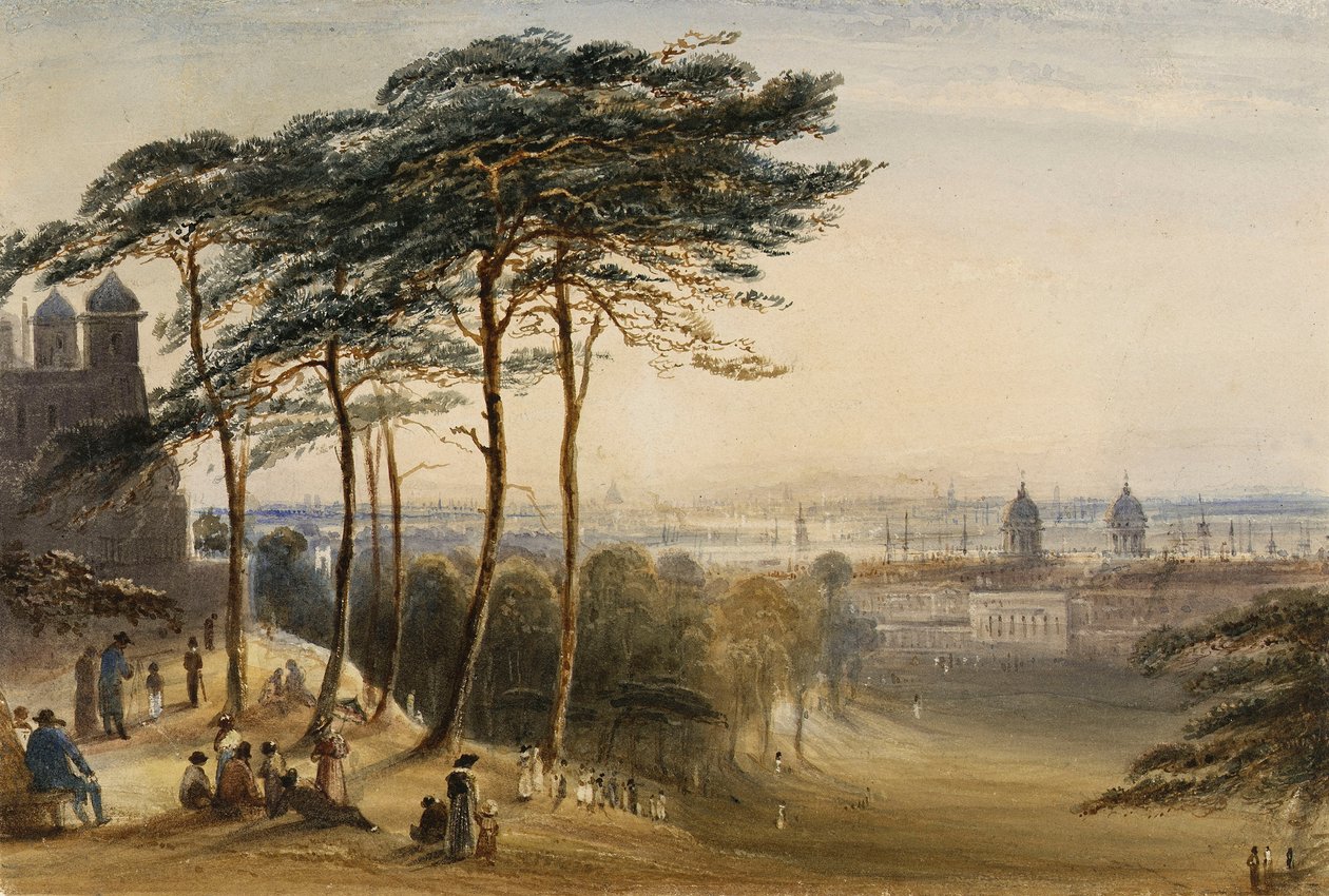 Greenwich desde la colina del Observatorio, c.1850 (acuarela) de George Bryant Campion
