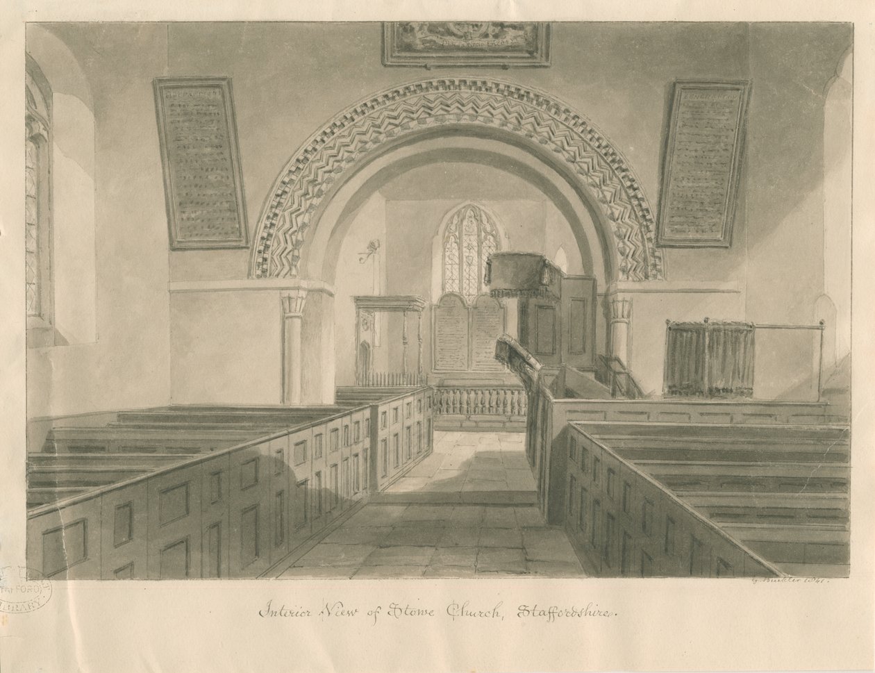 Interior de la Iglesia de Stowe de George Buckler