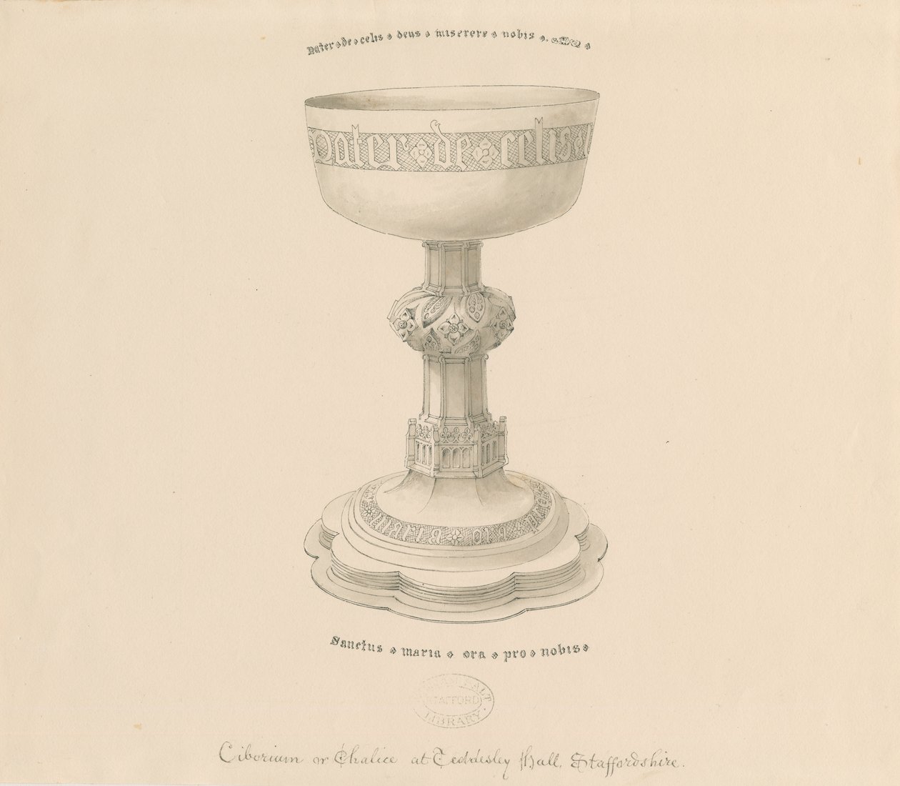 Teddesley Park - Cáliz: dibujo a pluma, nd [?siglo XIX] de George Buckler