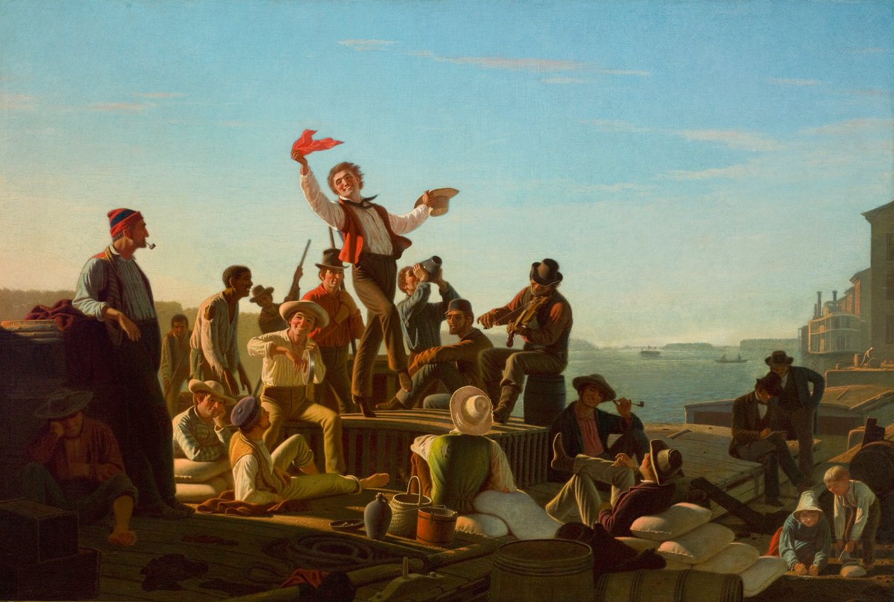 Jolly Flatboatmen en Puerto de George Caleb Bingham