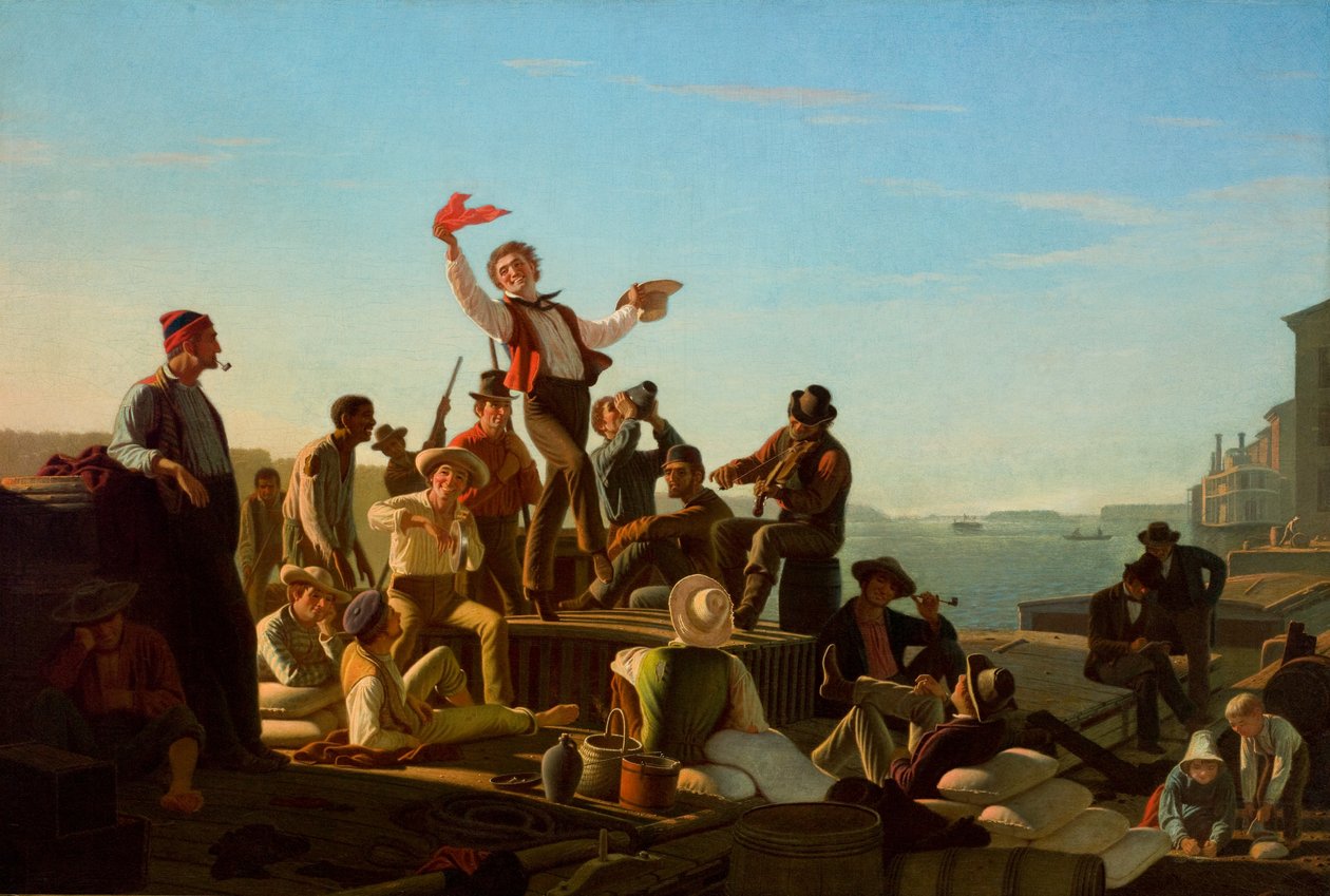 Jolly Flatboatmen en el puerto de George Caleb Bingham