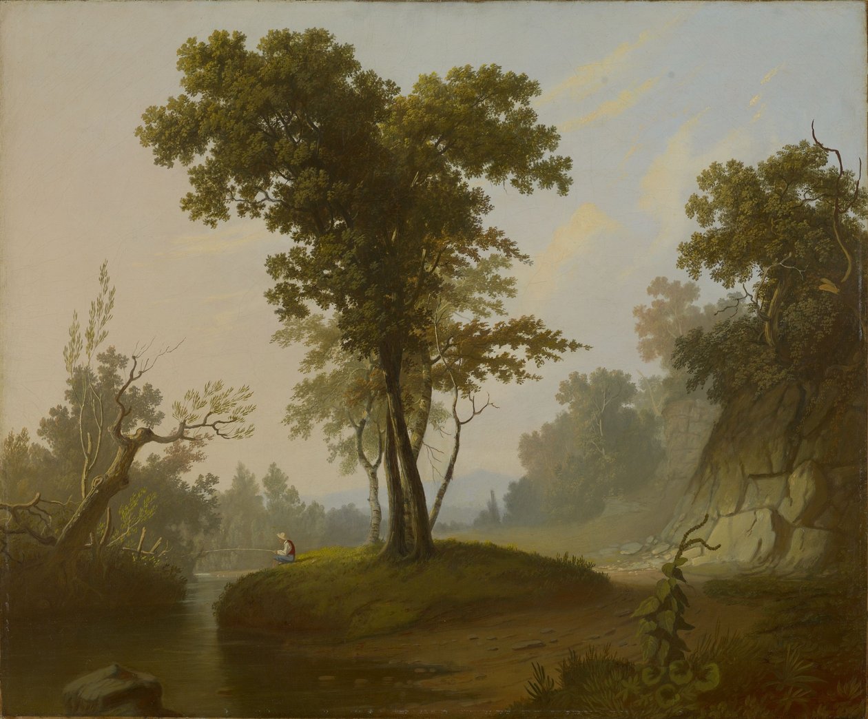 Paisaje con pescador de George Caleb Bingham