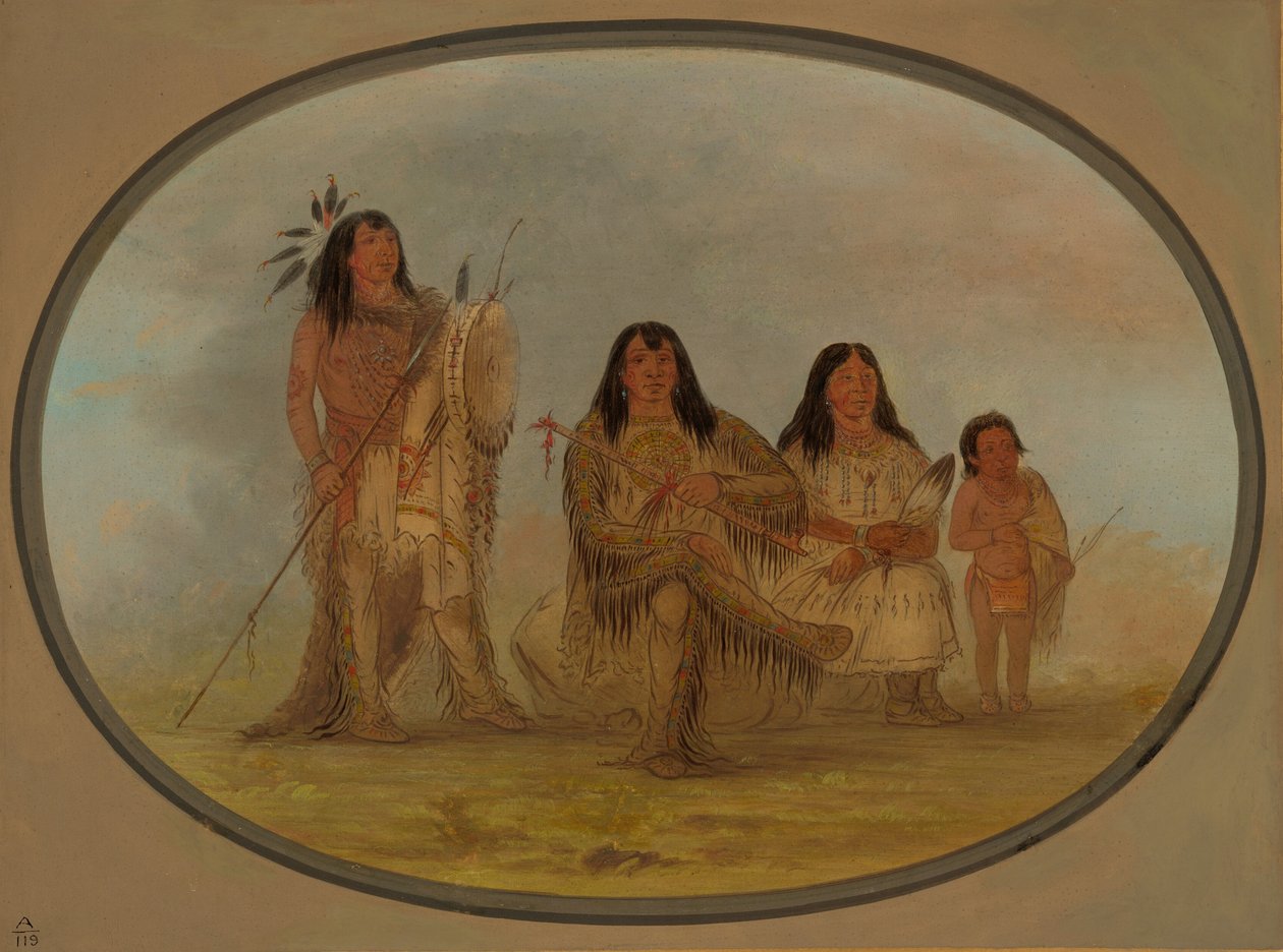 Un jefe Blackfoot, su esposa y un curandero de George Catlin