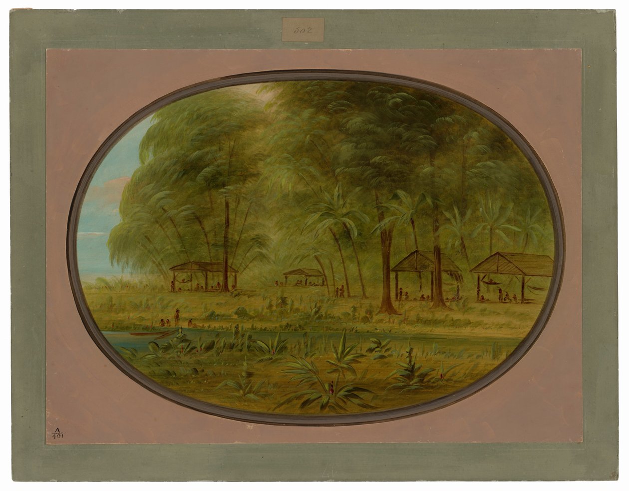 Una aldea caribeña en la Guayana Holandesa de George Catlin