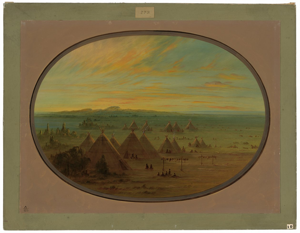 Un pueblo Crow en el río Salmon de George Catlin
