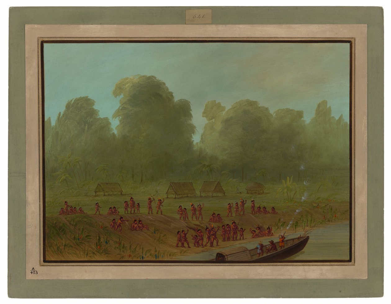 El pueblo de A Mayoruna de George Catlin
