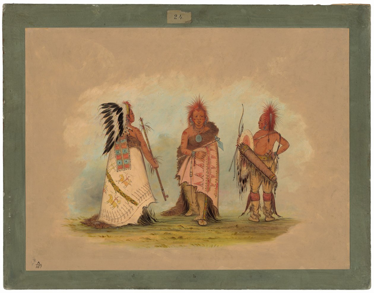 Un jefe Pawnee con dos guerreros de George Catlin