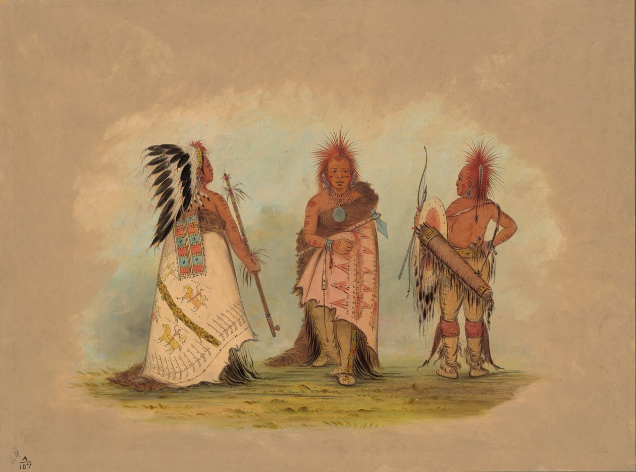 Un Jefe Pawnee con Dos Guerreros de George Catlin