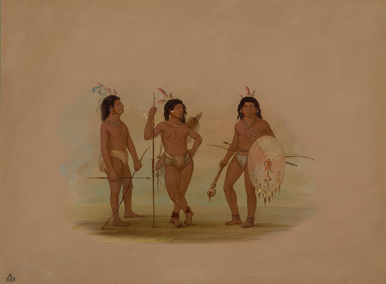 Un jefe Puelchee y dos jóvenes guerreros, 1854-1869 de George Catlin