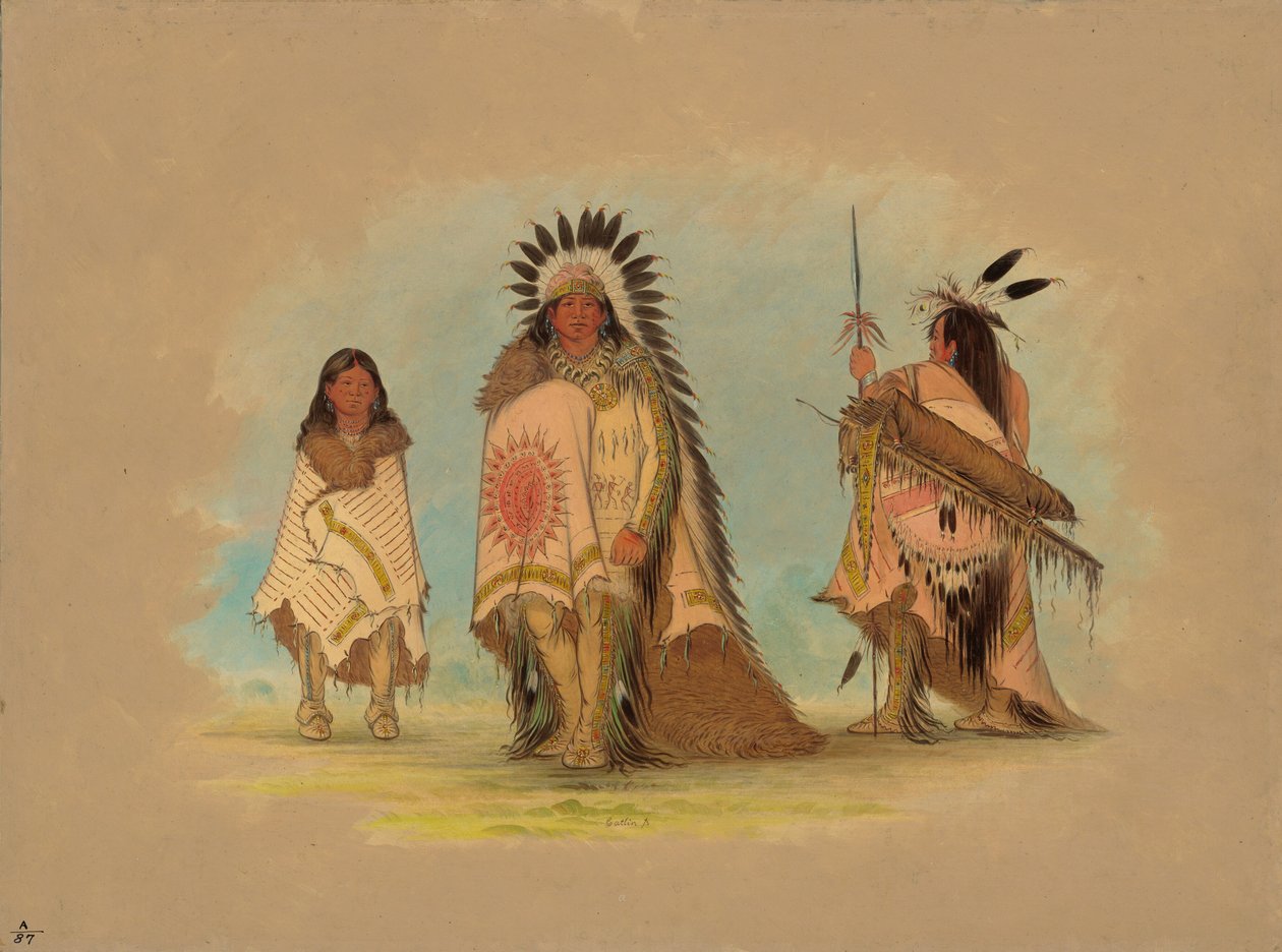 Un jefe sioux, su hija y un guerrero de George Catlin