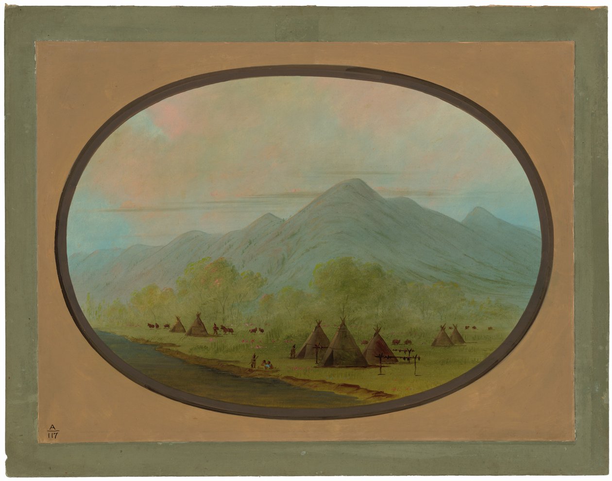 Un pequeño pueblo cuervo de George Catlin