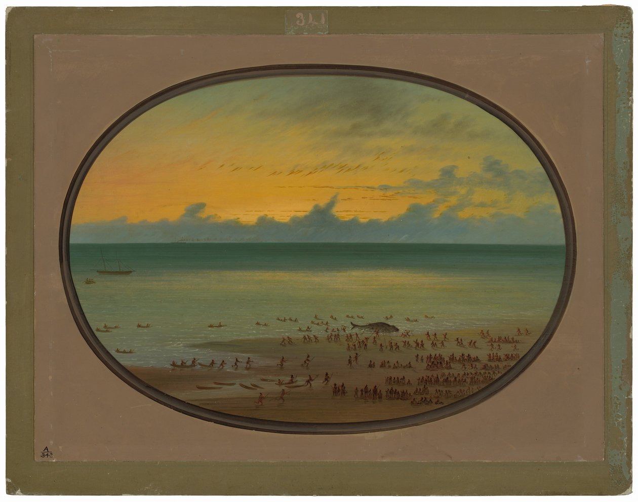 Una ballena en la costa - Klahoquat de George Catlin