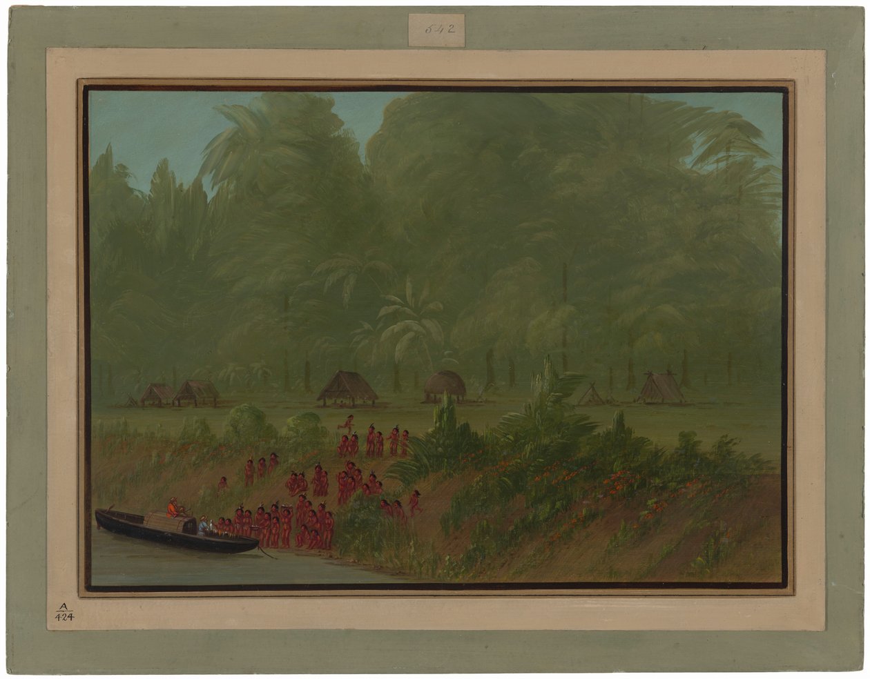 Una aldea yahua de George Catlin