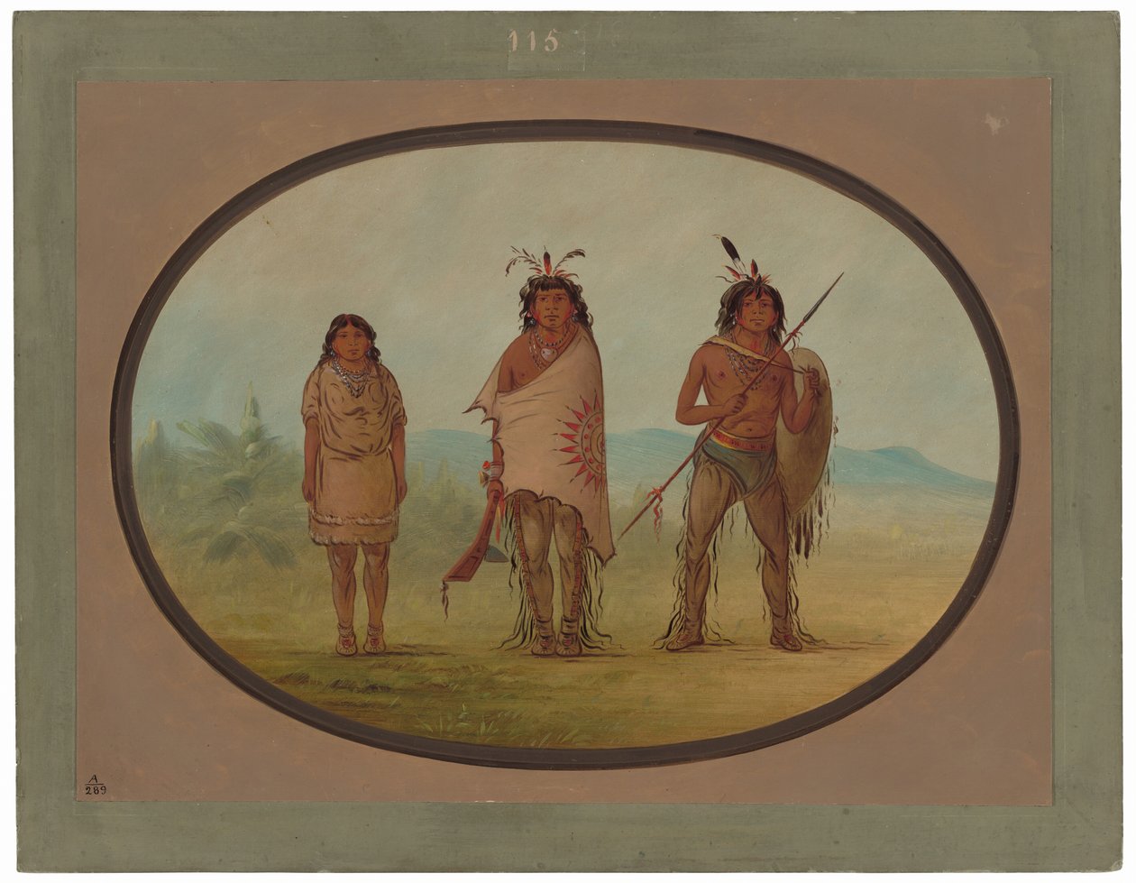 Un jefe Yuma, su hija y un guerrero de George Catlin