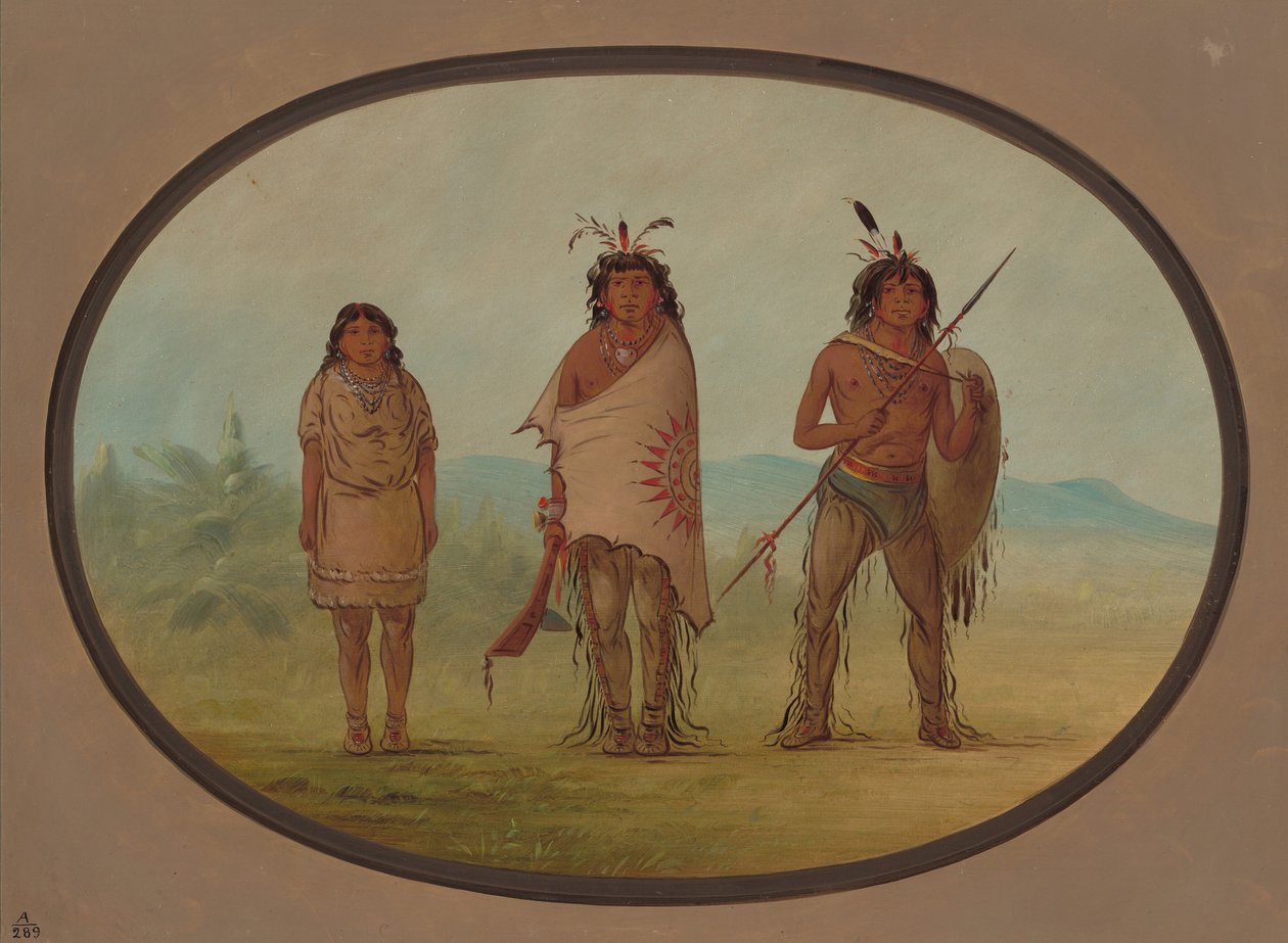 Un jefe Yuma, su hija y un guerrero de George Catlin