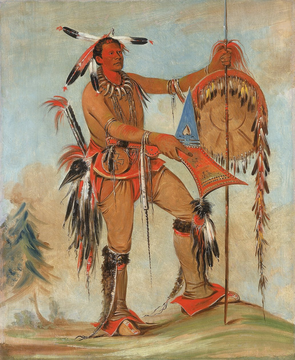 Ah-móu-a, la ballena, uno de los principales valientes de Kee-o-kúk de George Catlin