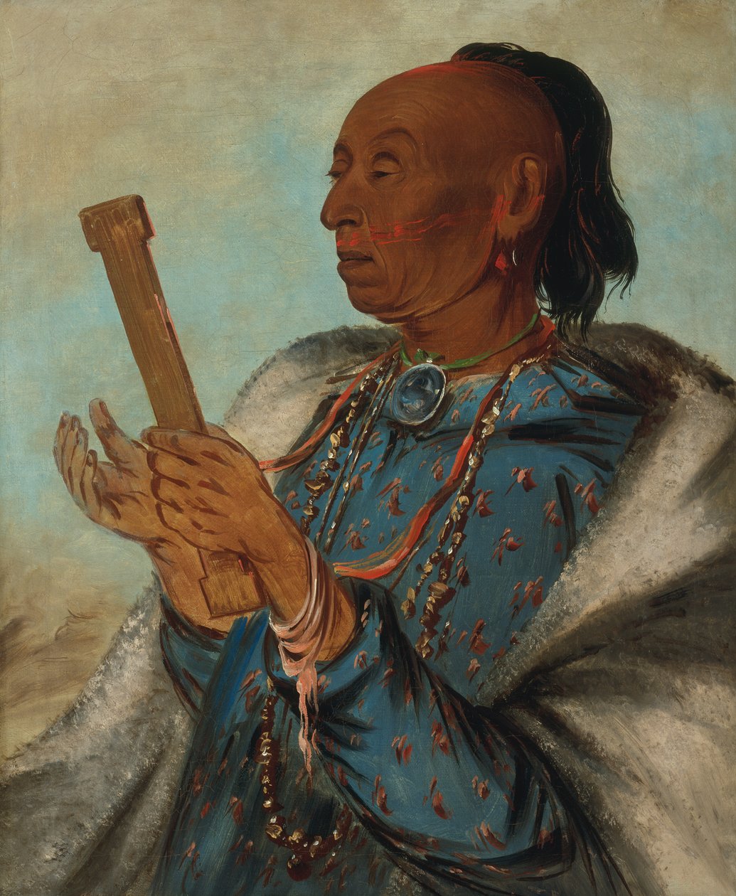Ah-tón-we-tuck, Pavo de Cola, Repitiendo su Oración, 1830 de George Catlin