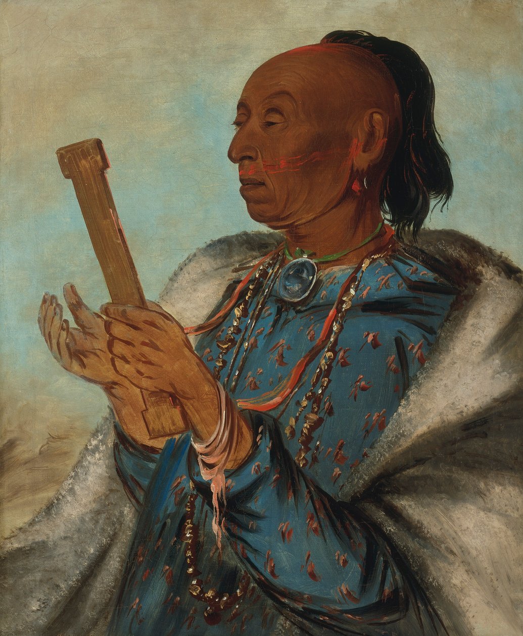 Ah-tón-we-tuck, pavo, repitiendo su oración de George Catlin