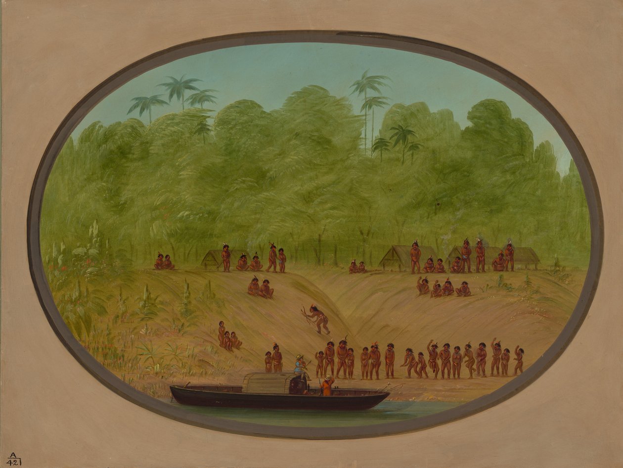 Un pueblo Omagua - Boceto de barco, 1854-1869 de George Catlin