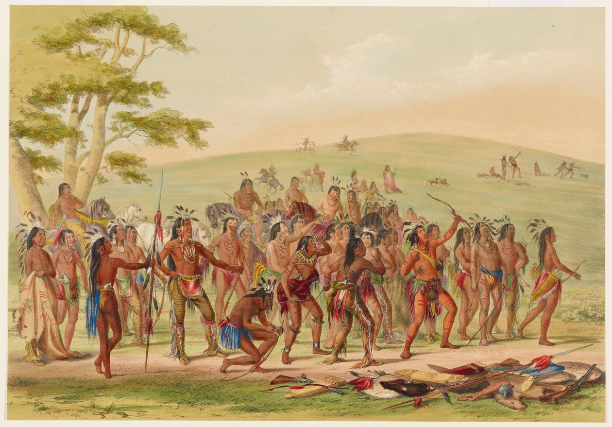 El tiro con arco de los mandanes de George Catlin