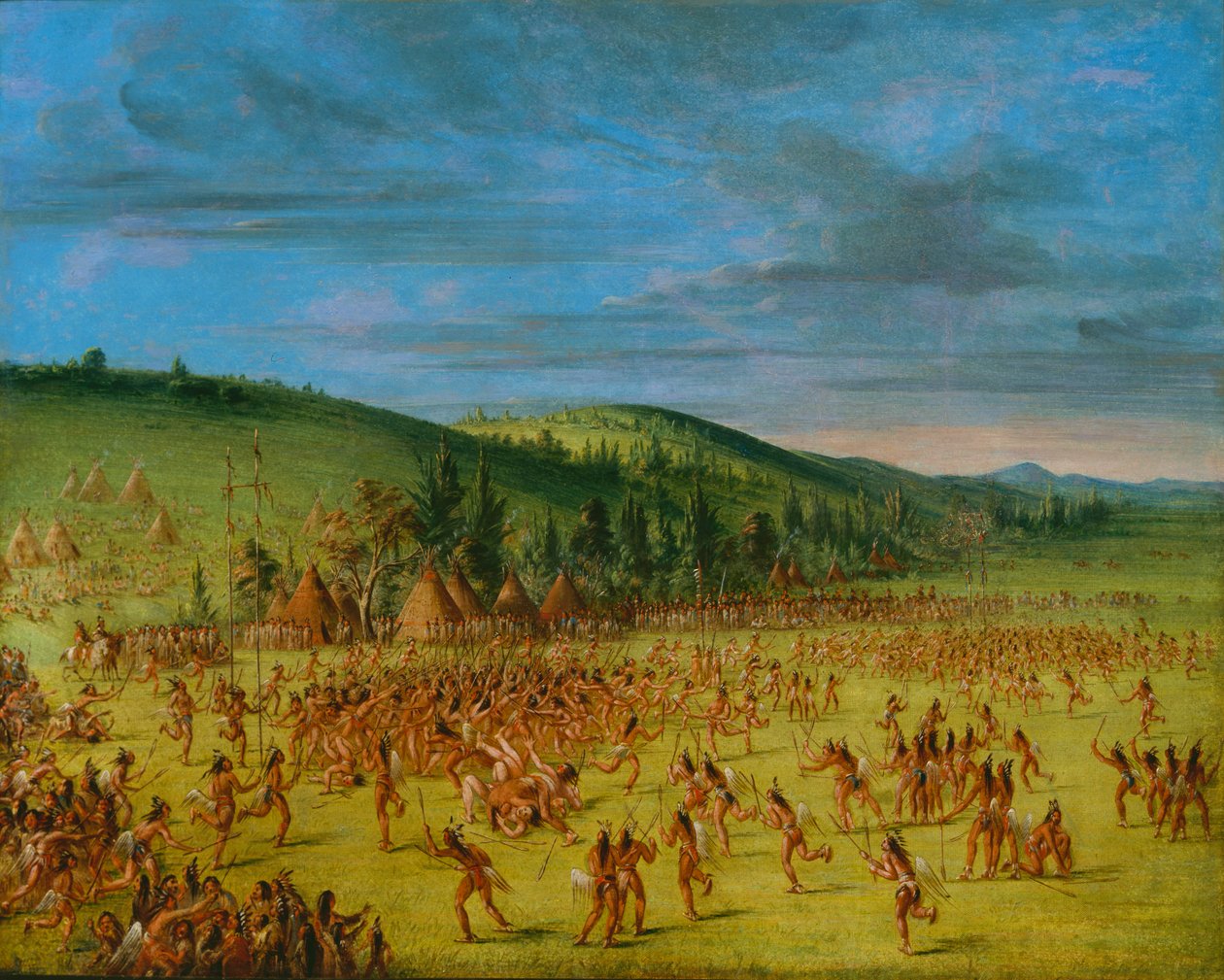 Juego de pelota de los Choctaw - Pelota arriba, 1846-1850 de George Catlin