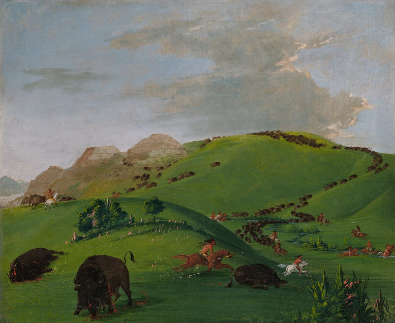 Caza de búfalos, boca del Yellowstone de George Catlin
