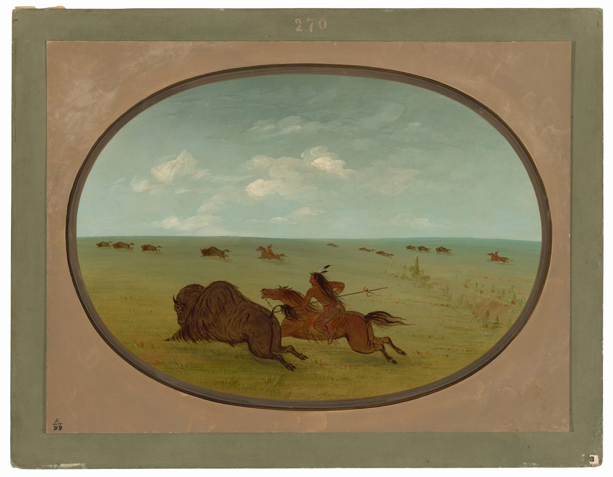 Caza de búfalos, indios sioux, Alto Missouri de George Catlin