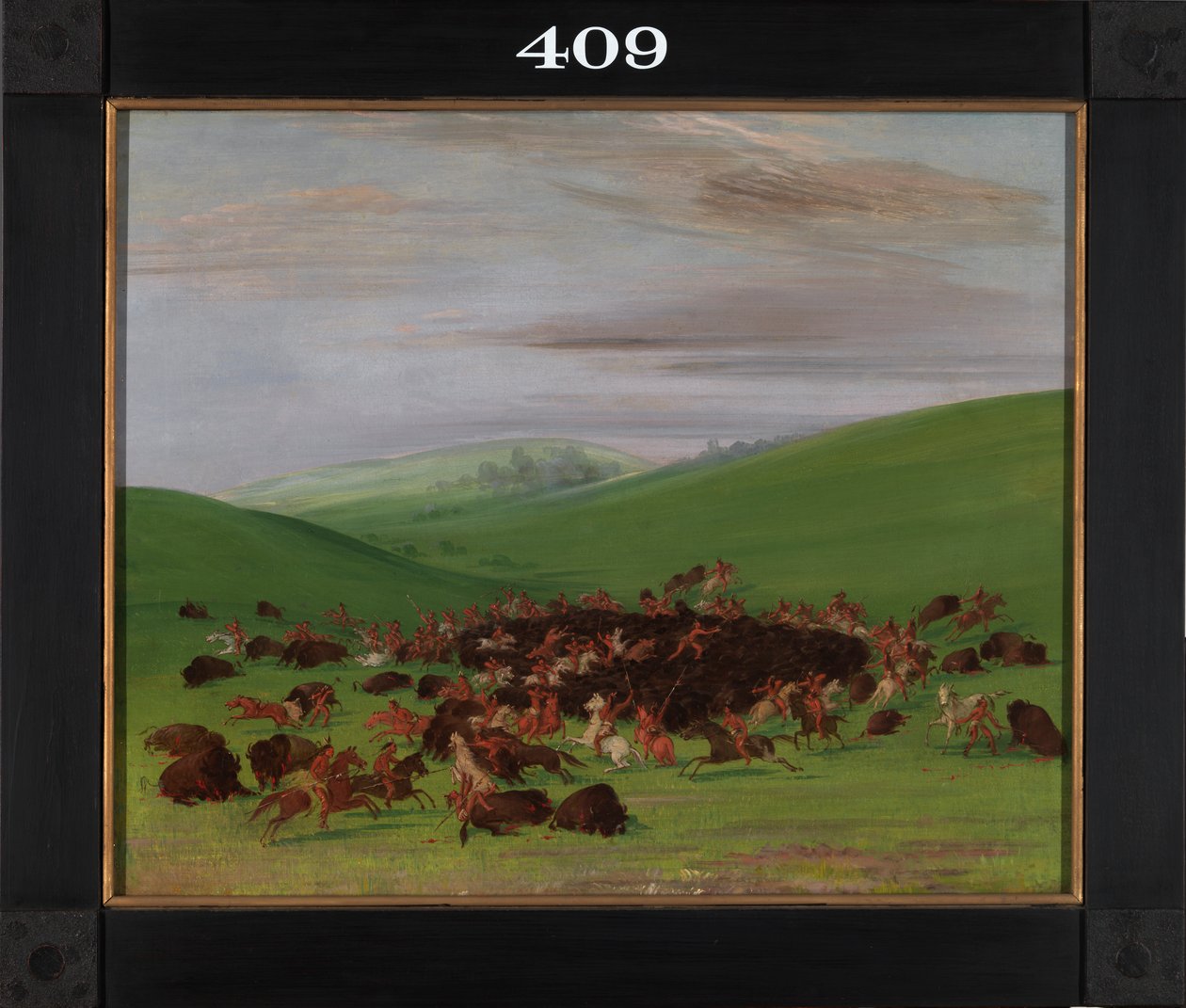 Caza de búfalos, un rodeo por los Hidatsa de George Catlin