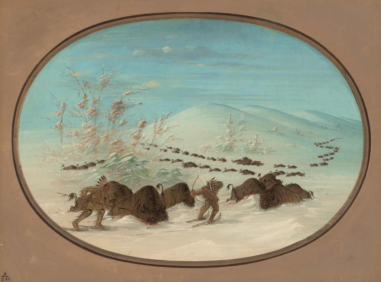 Caza de búfalos en los ventisqueros - Ojibbeway de George Catlin