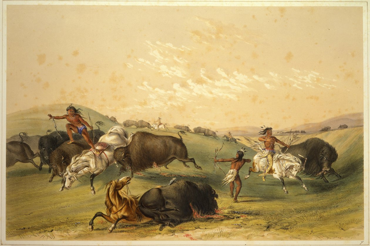 Caza del búfalo: Un Grupo Numeroso de George Catlin