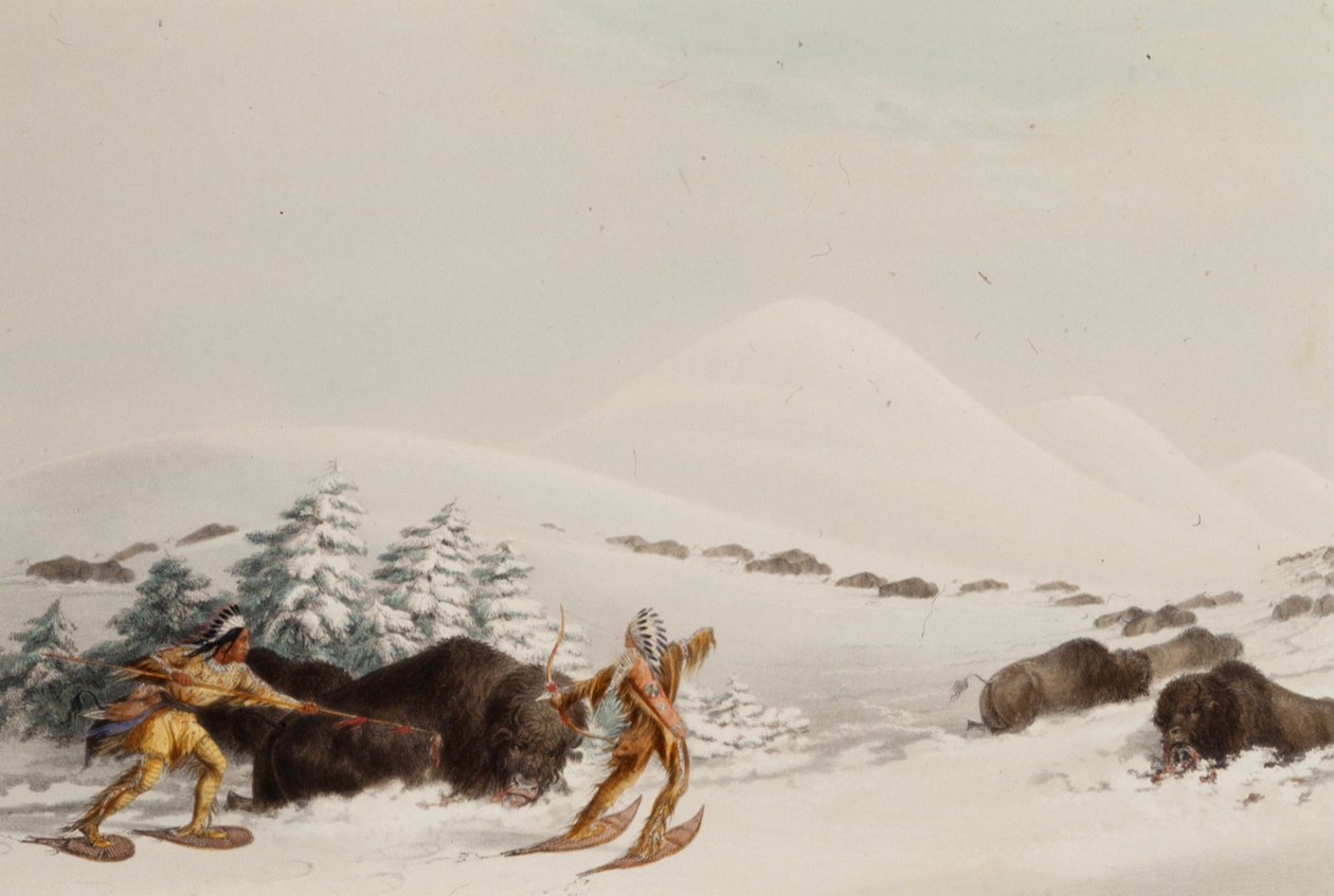 Caza del búfalo con raquetas de nieve de George Catlin