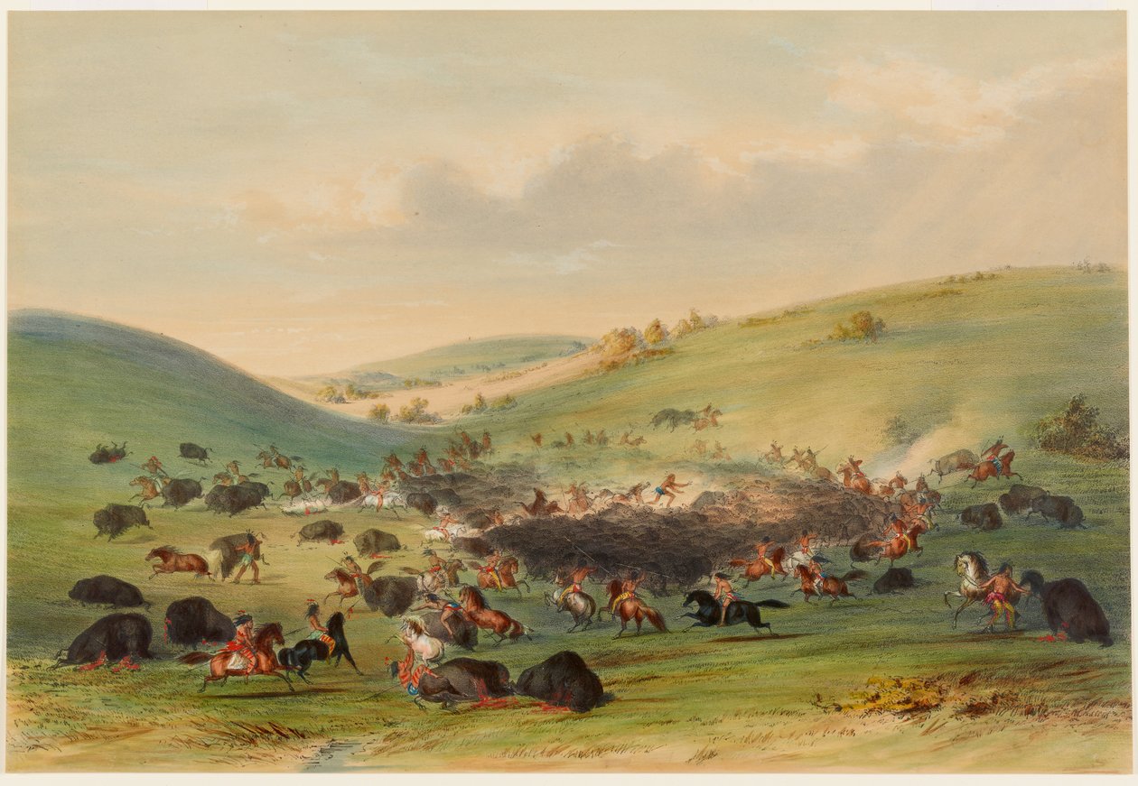 Caza de búfalos, cerco de George Catlin