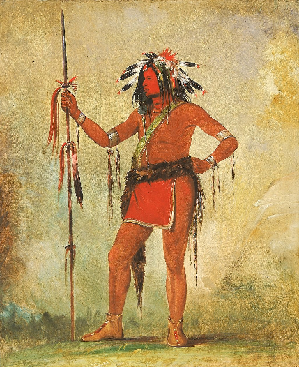 Cáh-be-múb-bee, el que se sienta en todas partes, un valiente de George Catlin