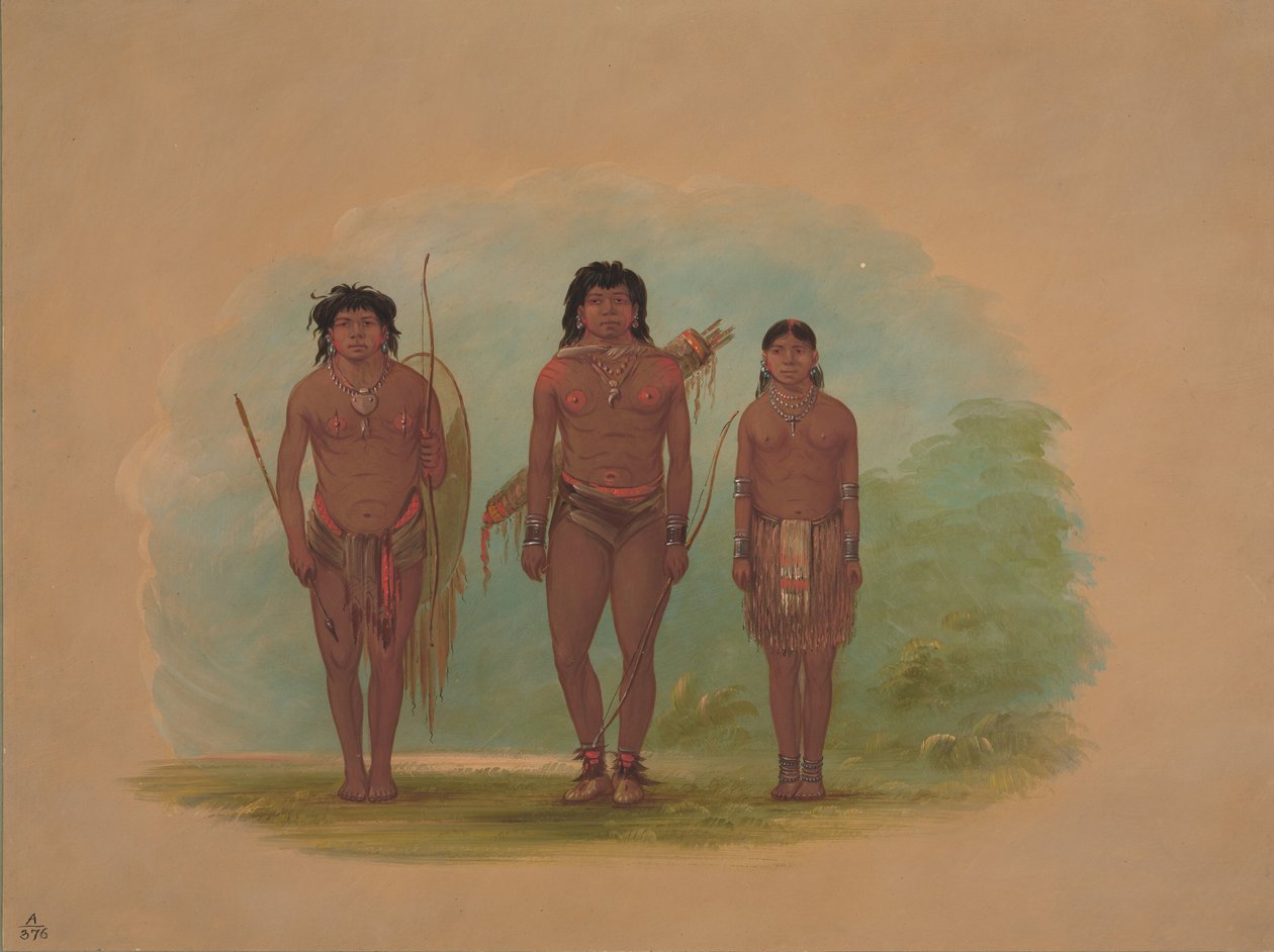 Jefe Chaco, su esposa y un guerrero, 1854-1869 de George Catlin
