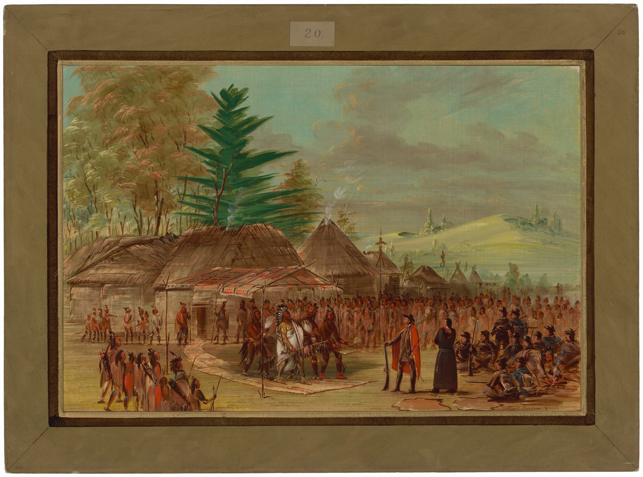 El jefe de los indios taensa recibe a La Salle. 20 de marzo de 1682 de George Catlin