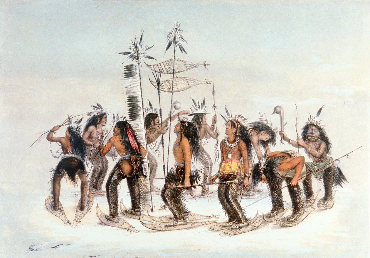 Danza de raquetas de nieve Chippewa, c.1835 de George Catlin