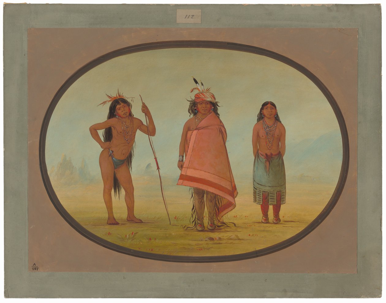 Jefe Cochimtee, Su Esposa y un Guerrero de George Catlin