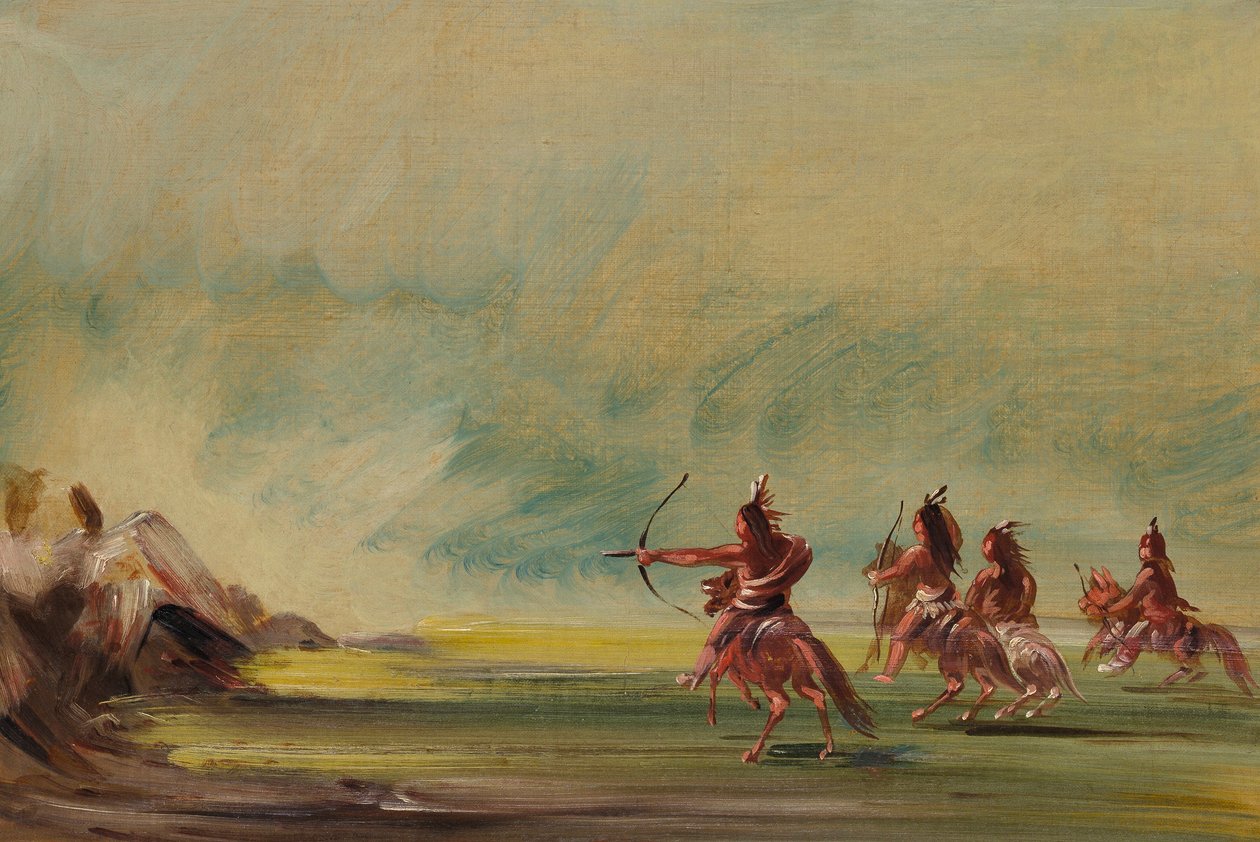 Comanche dando flechas a la Medicine Rock de George Catlin