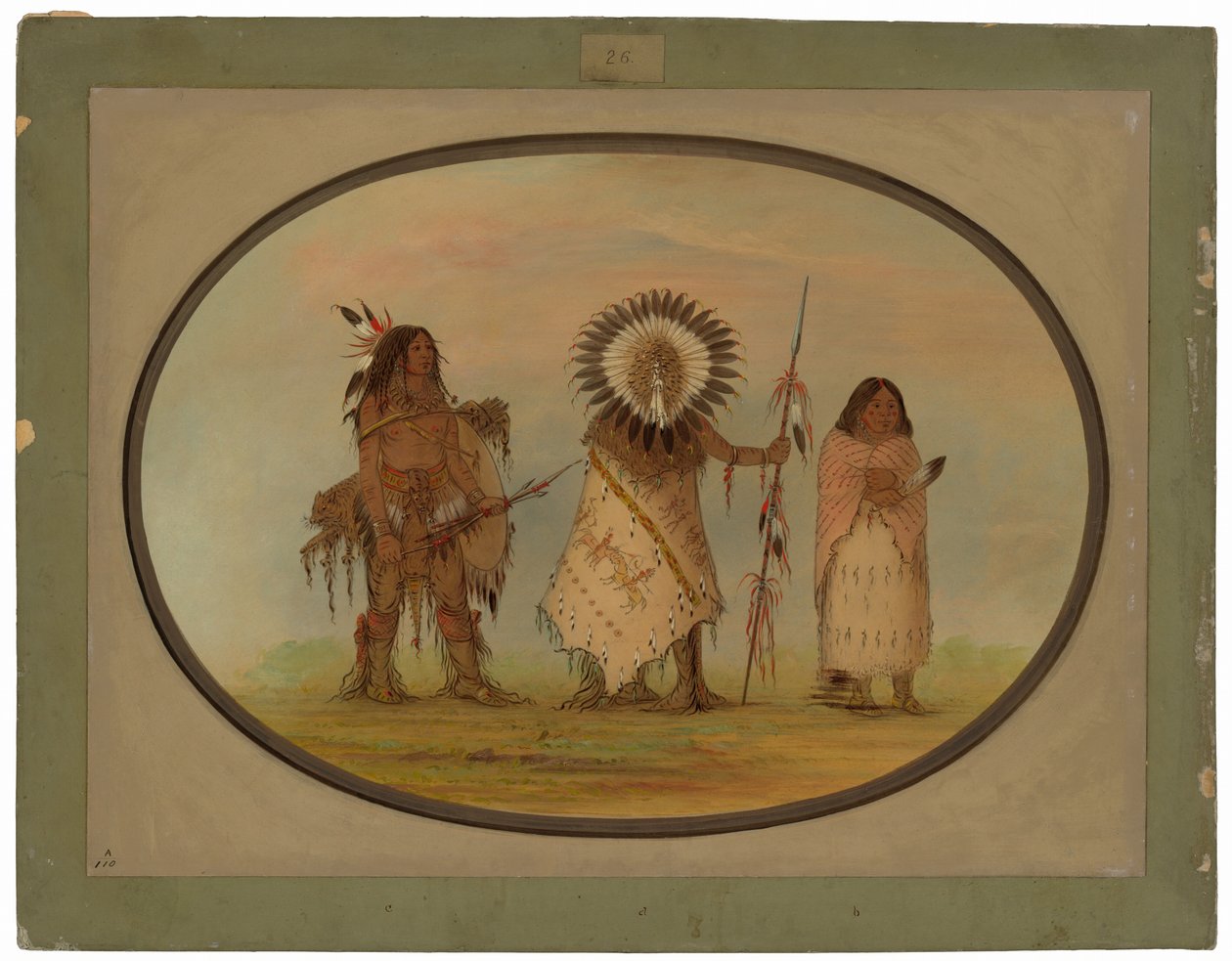 Jefe Crow, Su Esposa y un Guerrero de George Catlin