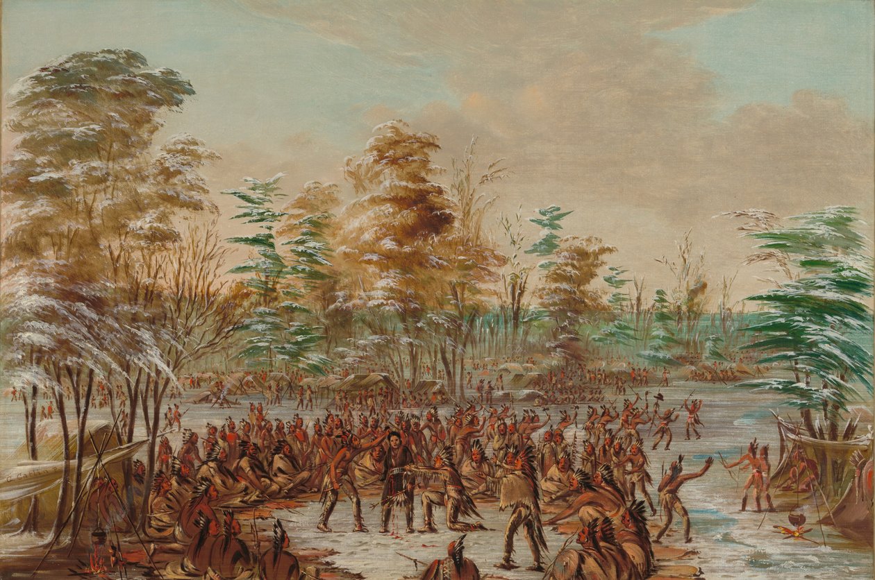 De Tonty Demandando Paz en el Pueblo Iroqués de George Catlin