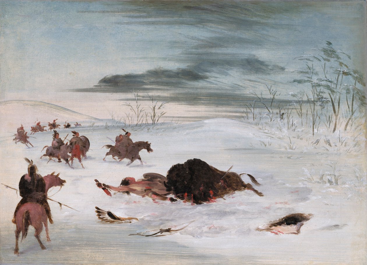 Toro de búfalo moribundo en un ventisquero de George Catlin