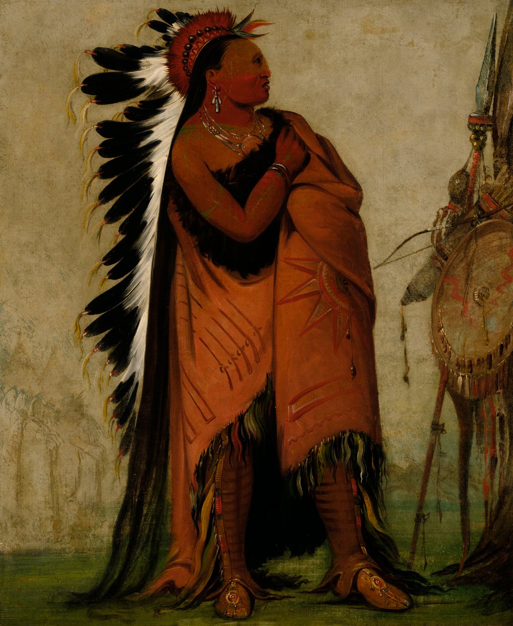 Eé-hee-a-duck-cée-a, El que se ata el pelo antes de de George Catlin