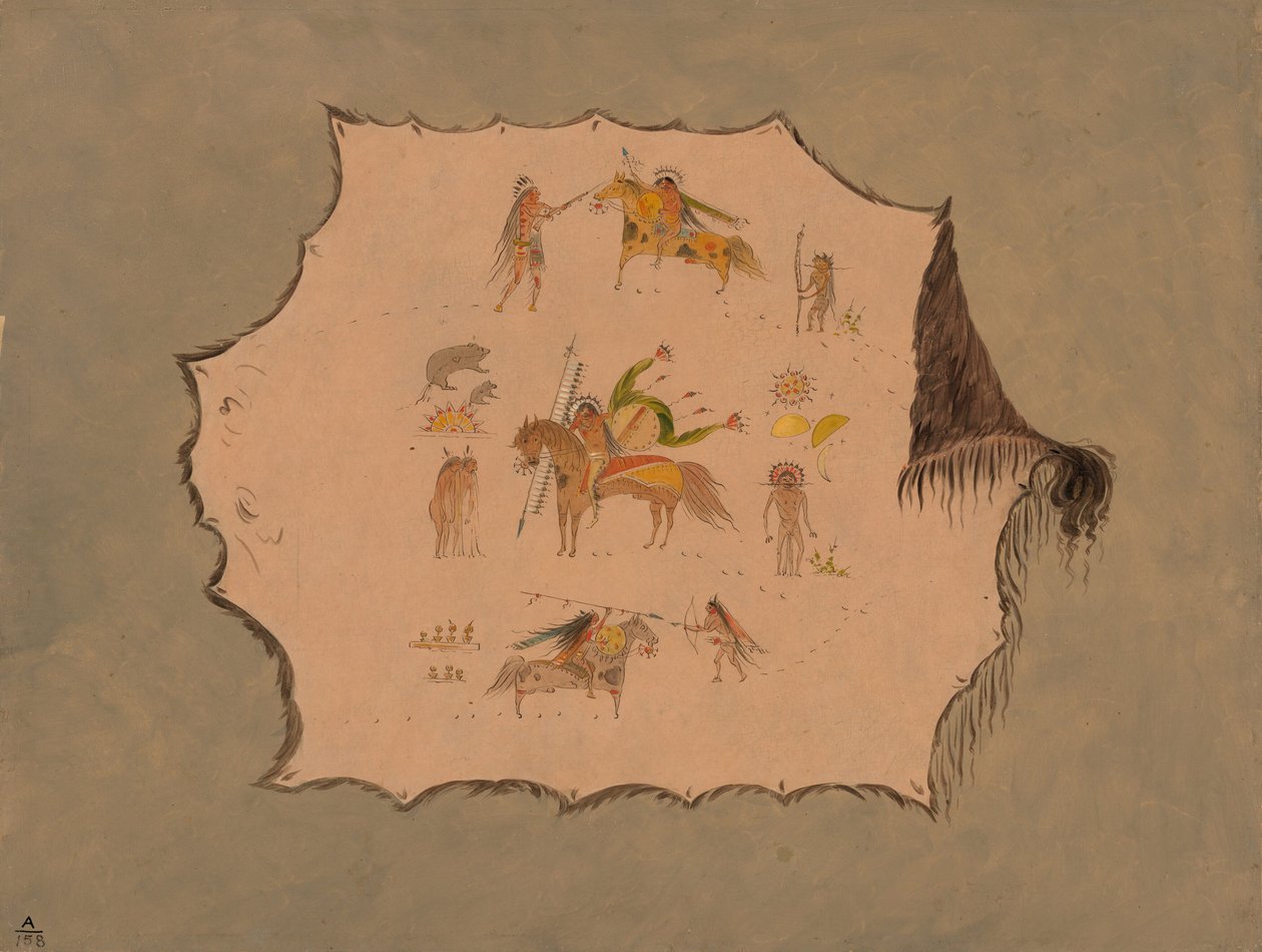Facsímil de una túnica de doctor Pawnee con diseños profesionales fantásticos, 1861-1869 de George Catlin