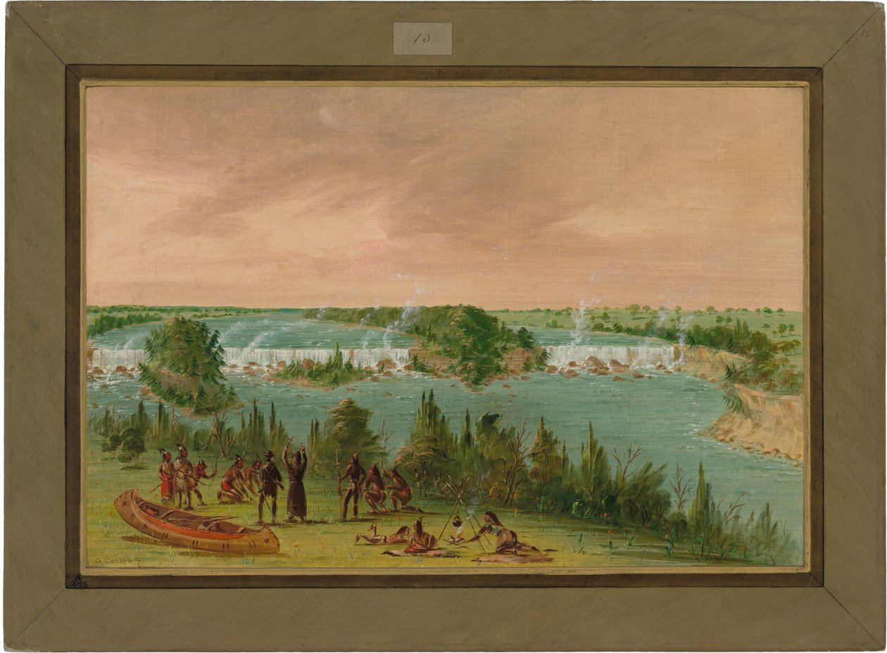 El padre Hennepin y sus compañeros en las cataratas de San Antonio. 1 de mayo de 1680 de George Catlin