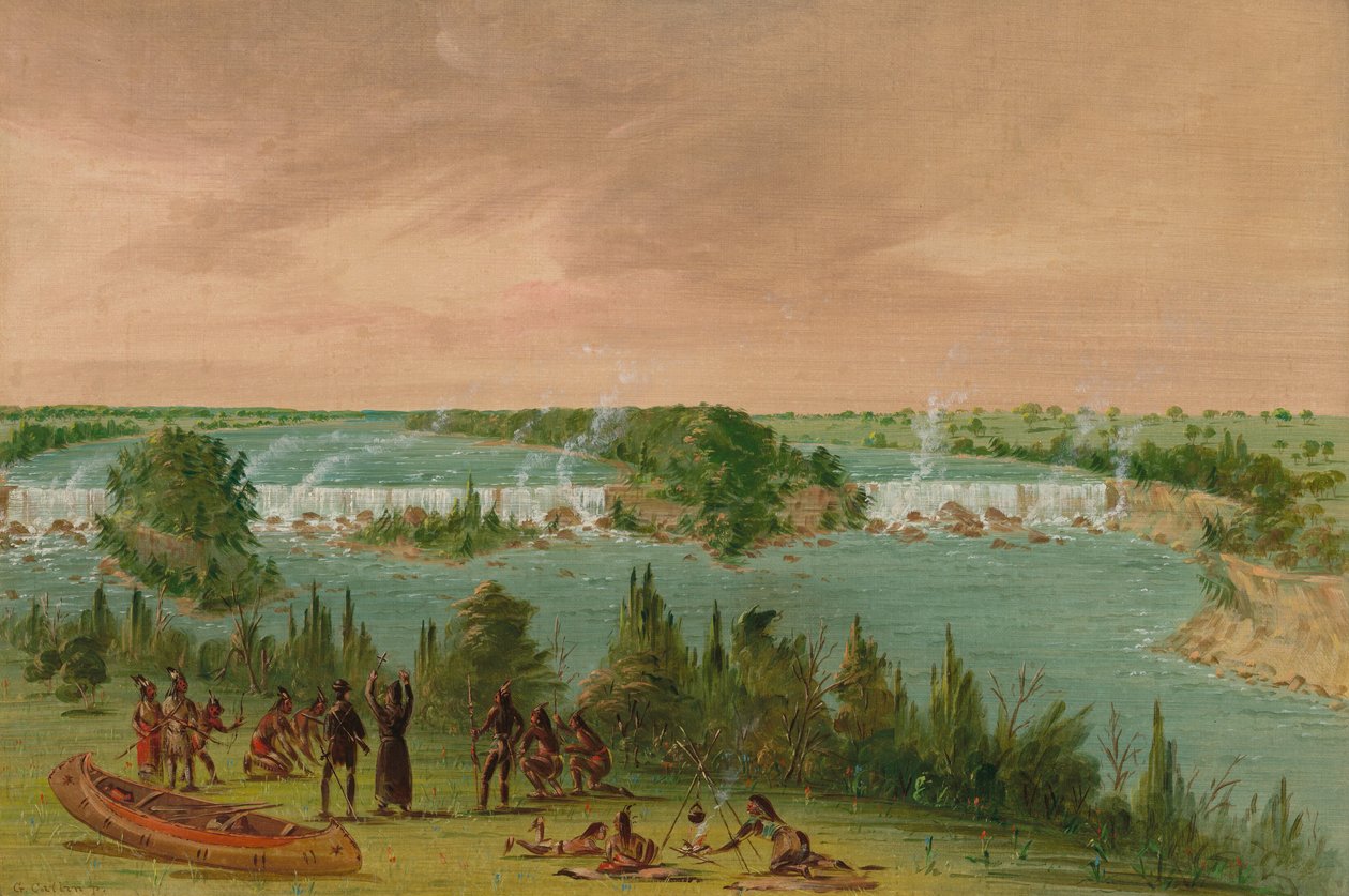 Padre Hennepin y compañeros en las cataratas de St. Anthony. 1 de mayo de 1680, 1847-1848 de George Catlin