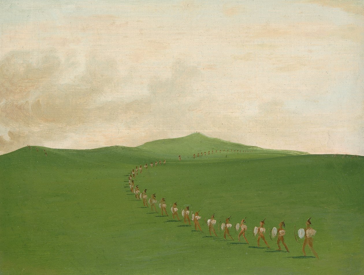 Partido de Guerra a Pie en Marcha, Alto Missouri de George Catlin