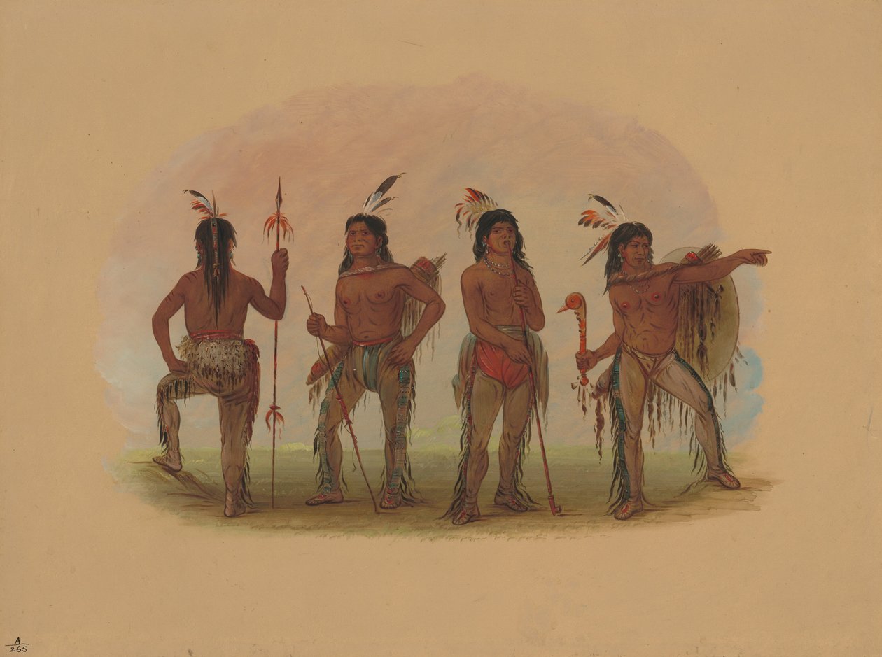 Cuatro guerreros Navajo, 1861-1869 de George Catlin