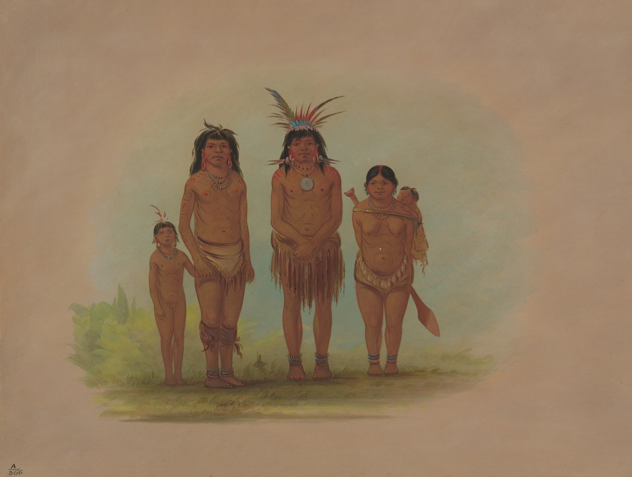 Cuatro indios Sepibo de George Catlin